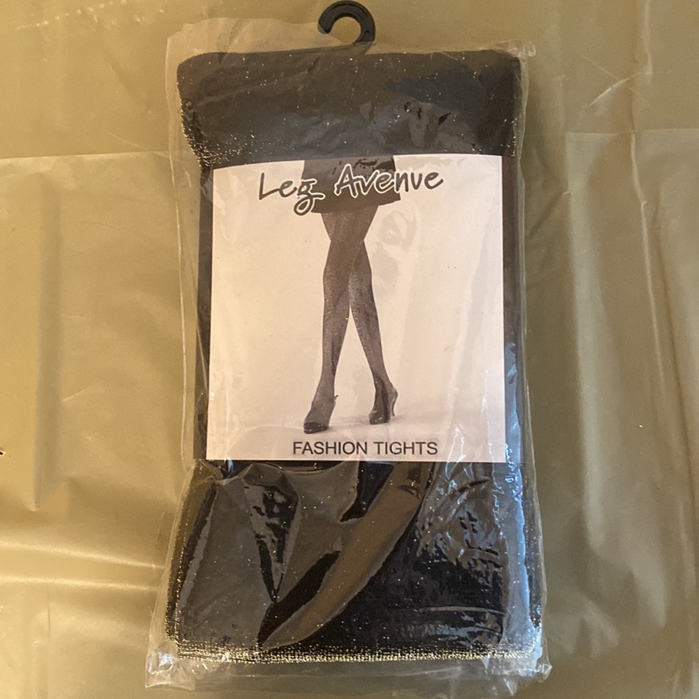 NEW LEG AVENUE BLACK/GOLD LUREX TIGHTS/STOCKINGS/PANTYHOSE-HALLOWEEN COSTUME